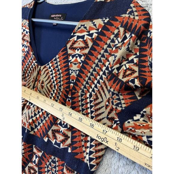 Vintage Robbie Bee Mini Dress 70’s 80’s Puff Sleeves Career Orange Blue PS Small - Picture 5 of 9